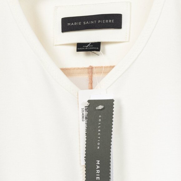 Marie Saint Pierre Nusar White Jersey Mesh-Trim Short-Sleeve Jacket - Picture 4 of 7